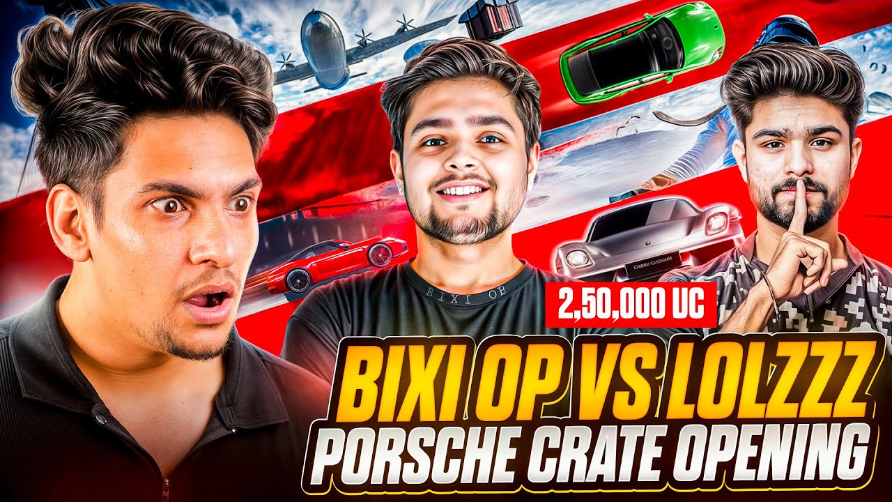 Bixi Op vs Lolzz Gaming Porsche Supercar Spin Crate Opening - 2,50,000 UC Crate Opening