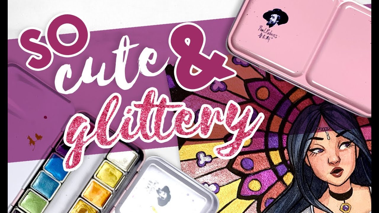 CUTEST PAINT PALETTE I'VE EVER SEEN! BEST BEGINNER PAINTS? Paul Rubens Glitter Watercolor Review!