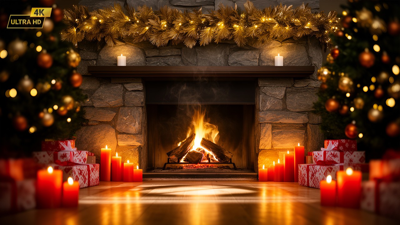 12 Hours Cozy Christmas Fireplace 4K Ultra HD  Relaxing Fire Sounds ASMR for Sleep & Relaxation
