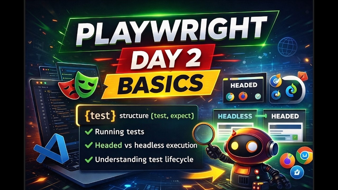Playwright Tutorial Day 2 | Test Structure, Headless vs Headed Execution & Test Lifecycle