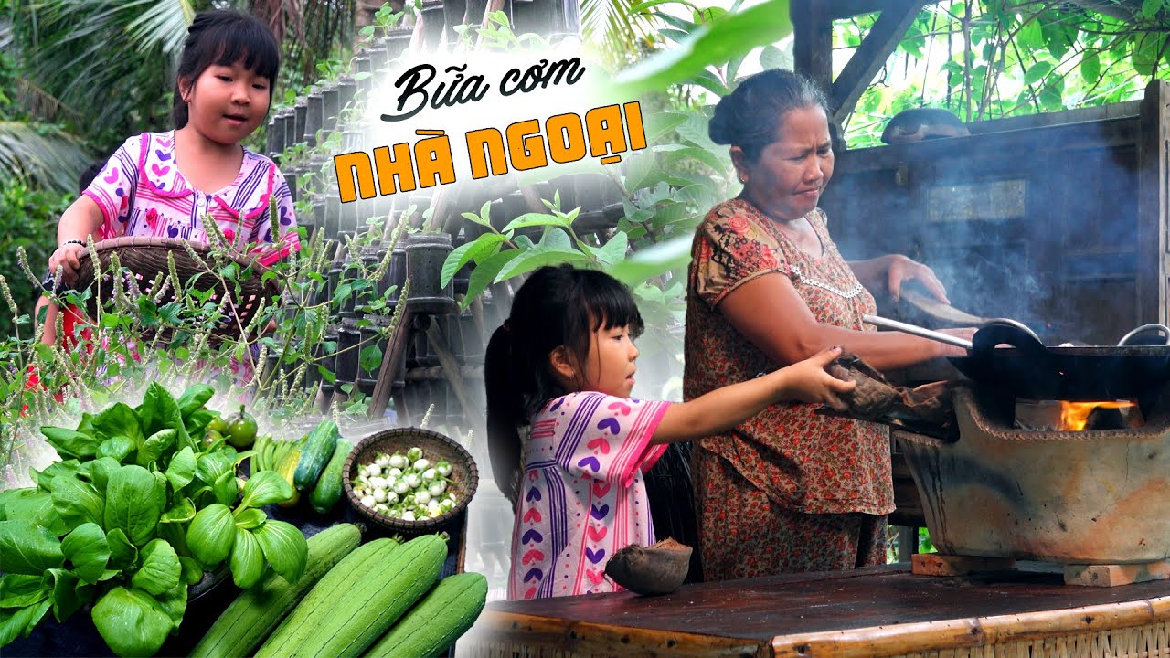 Cô Ba Miền Tây ✅ Theo Ngoại ra vườn thu hoạch rau làm món mì xào cây nhà lá vườn