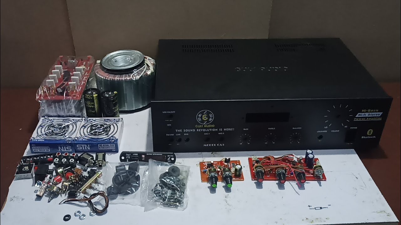 500 watt amplifier all materials ( 500 watt RMS board, transformer,fan, cabinet,pre amp, pwersupply