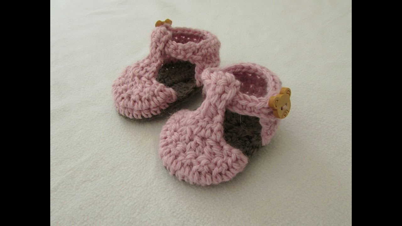 VERY EASY crochet T-bar baby shoes / booties tutorial