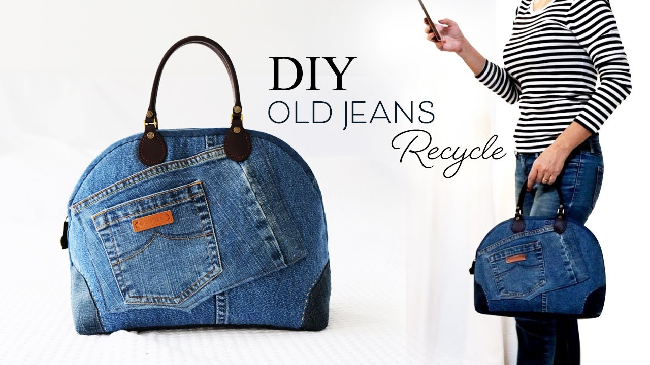 How to Make A Round Denim Bag with Zipper | Bag Tutorial | Old Jeans Idea (ep135)