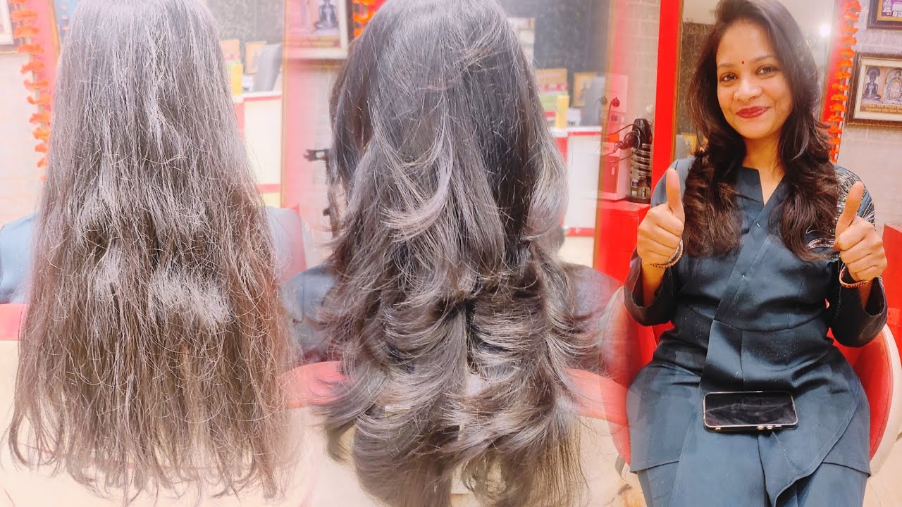 Modern Housewife wants trendy layered haircut with curtain bangs|long to short feather cut|hair play