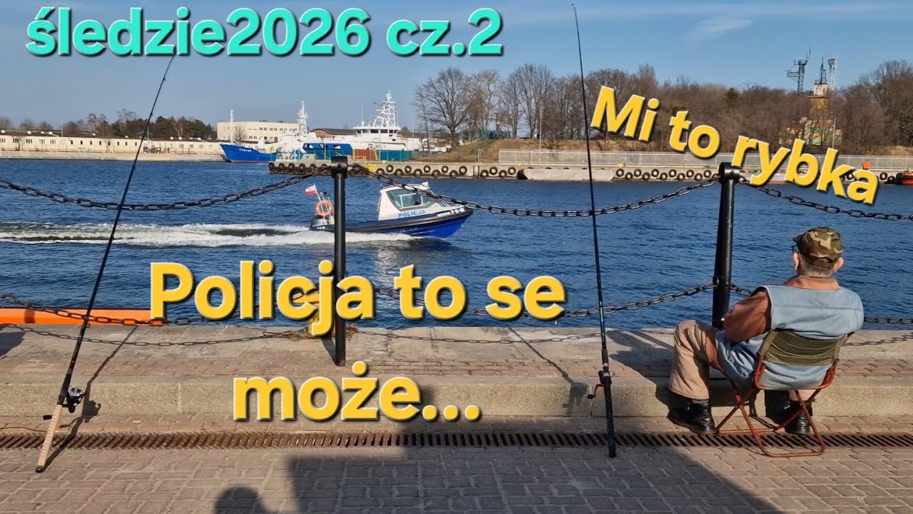 ŚLEDZIE 2026: wszystkie miejsca zajęte, POLICJA płoszy ryby, statek KRISTA (Gdańsk 14.03.2026) cz.2b