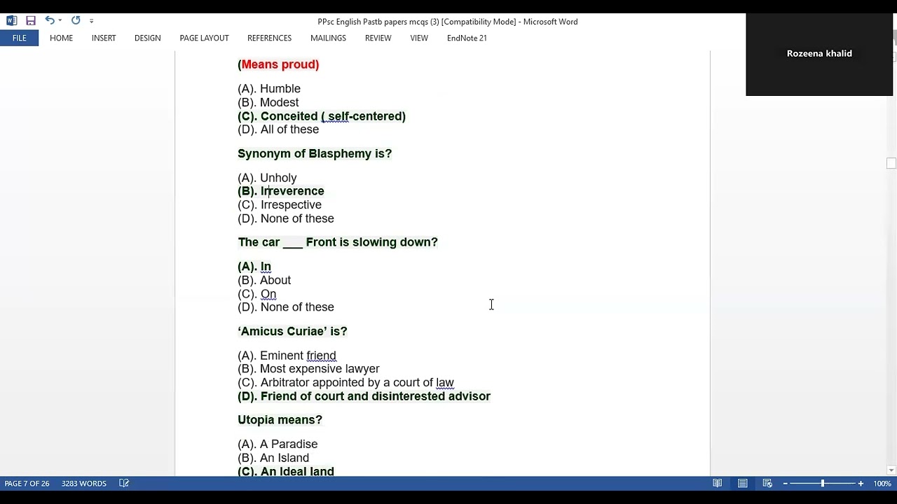 English Grammar & Vocab MCQs