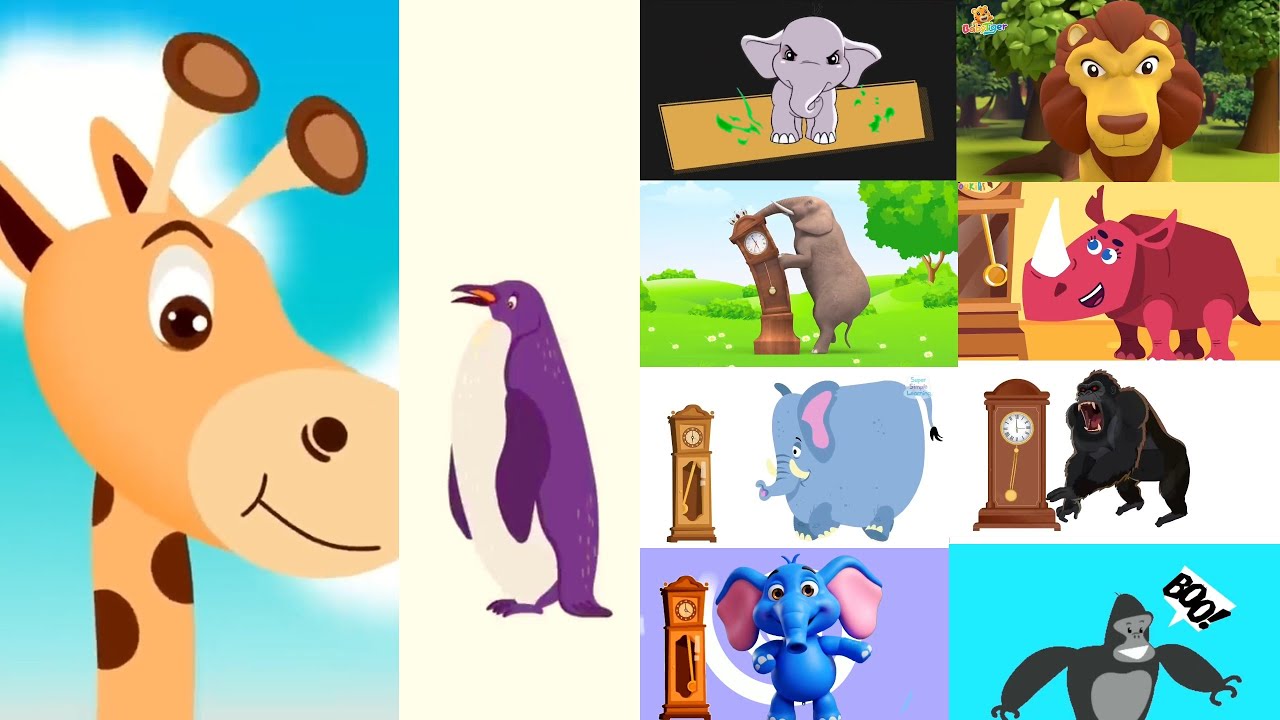 Hickory Dickory Dock || 🦒Giraffe vs Dolphin🐬|| Climb up the Clock.