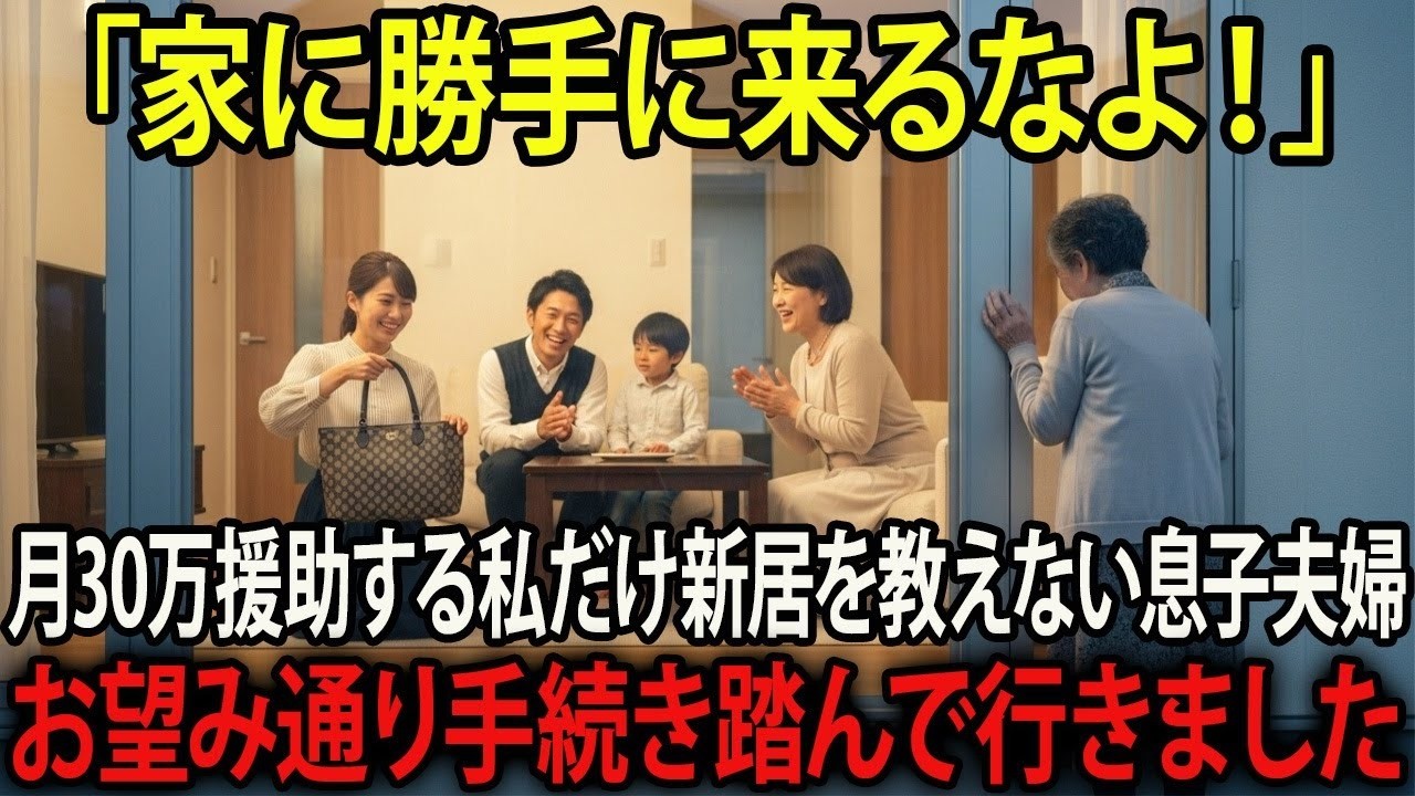 「勝手に来るな！」月30万仕送りする私にだけ新居の住所を教えない息子夫婦...お望み通り手続き踏んで家に行きました。