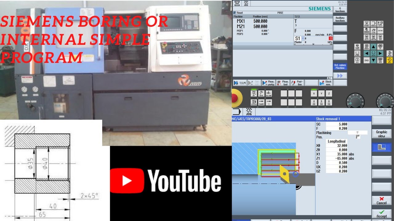SIEMENS BORING OR INTERNAL SIMPLE PROGRAM # CNC