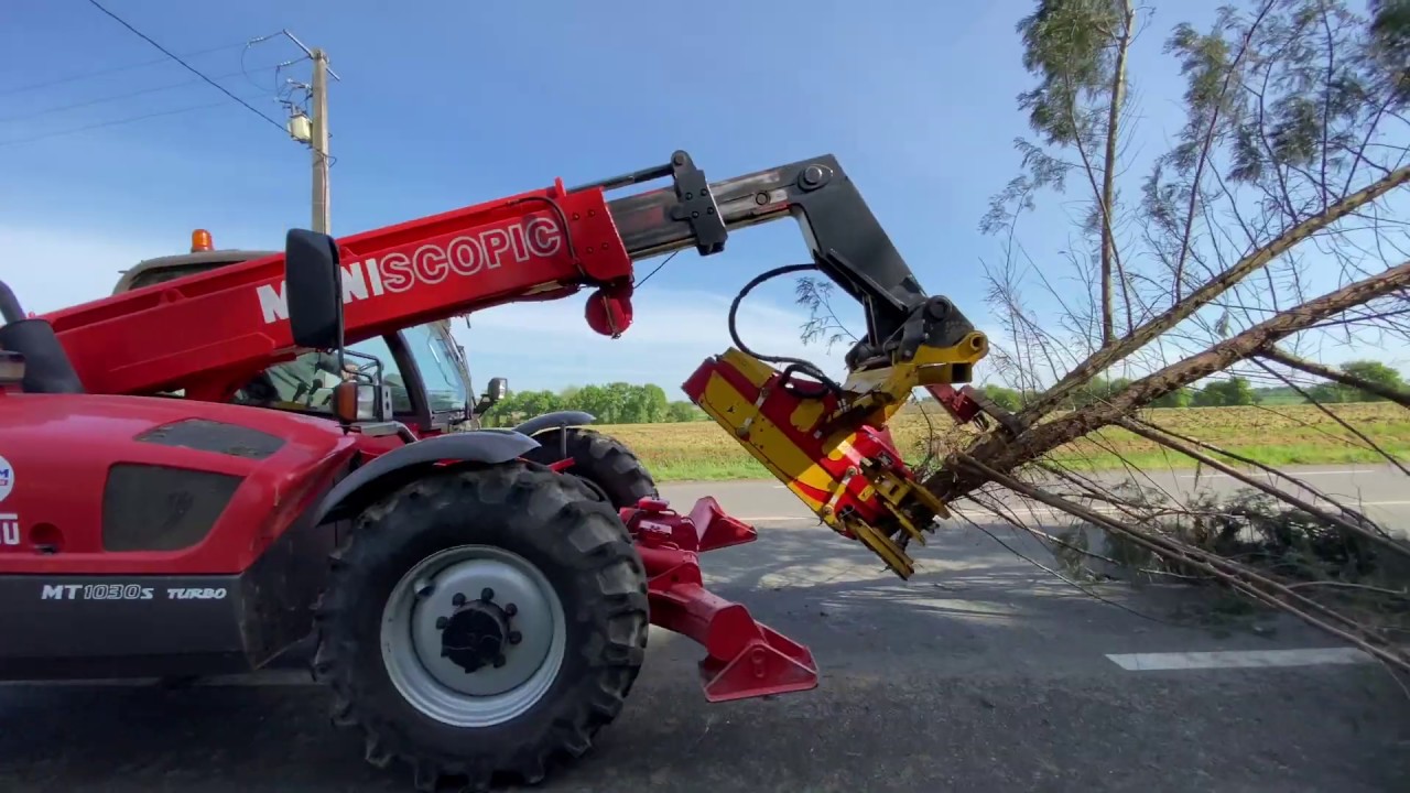 Abattage mécanisé au grappin Coupeur  SARL Delhommel / Manitou MT 10 30 S et Rabaud xylocut