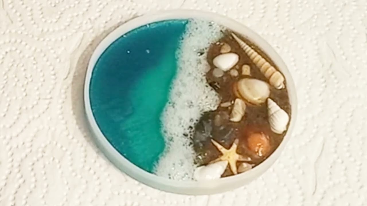 Easy Sea Foam on Ocean Themed Epoxy Resin coaster