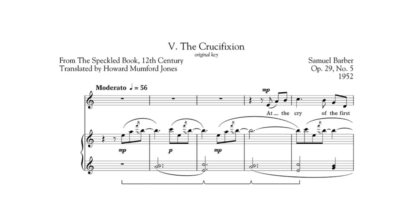 Samuel Barber - Hermit Songs, Op. 29 - No. 5 "The Crucifixion" [Score video]