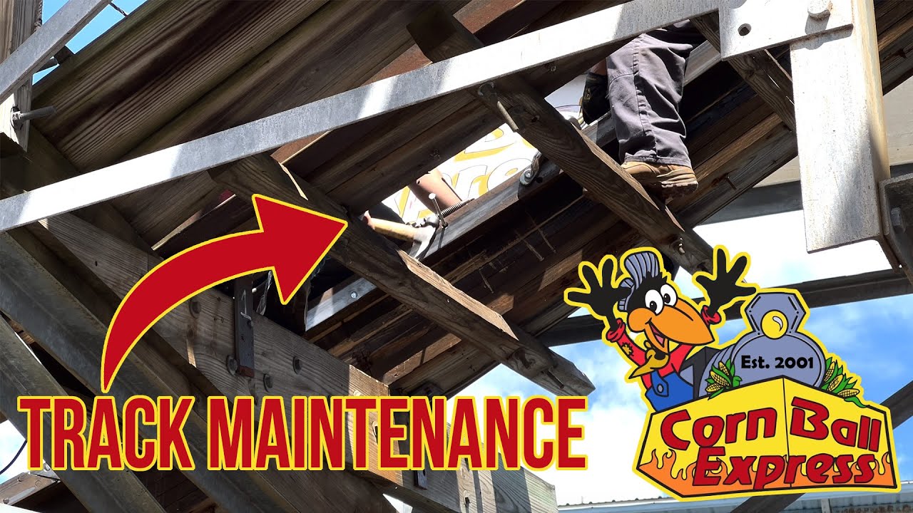 Wooden Roller Coaster Track Maintenance | Cornball Express - Indiana Beach