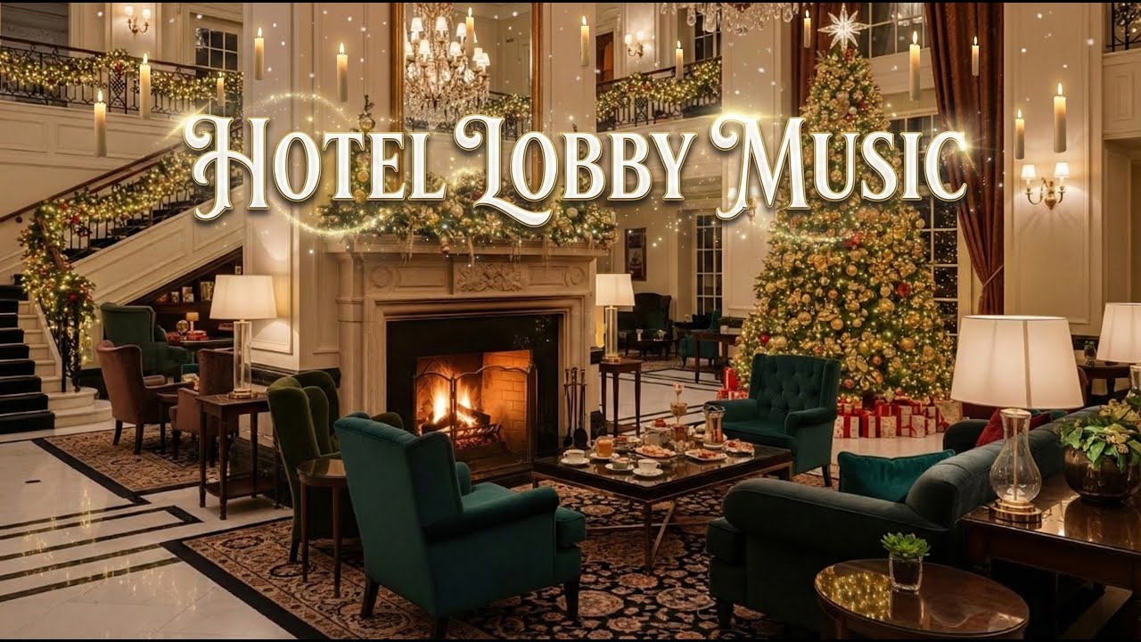 Luxury Christmas Hotel Lobby Jazz - Relaxing Afternoon Tea & Fireplace Christmas Ambience ☕