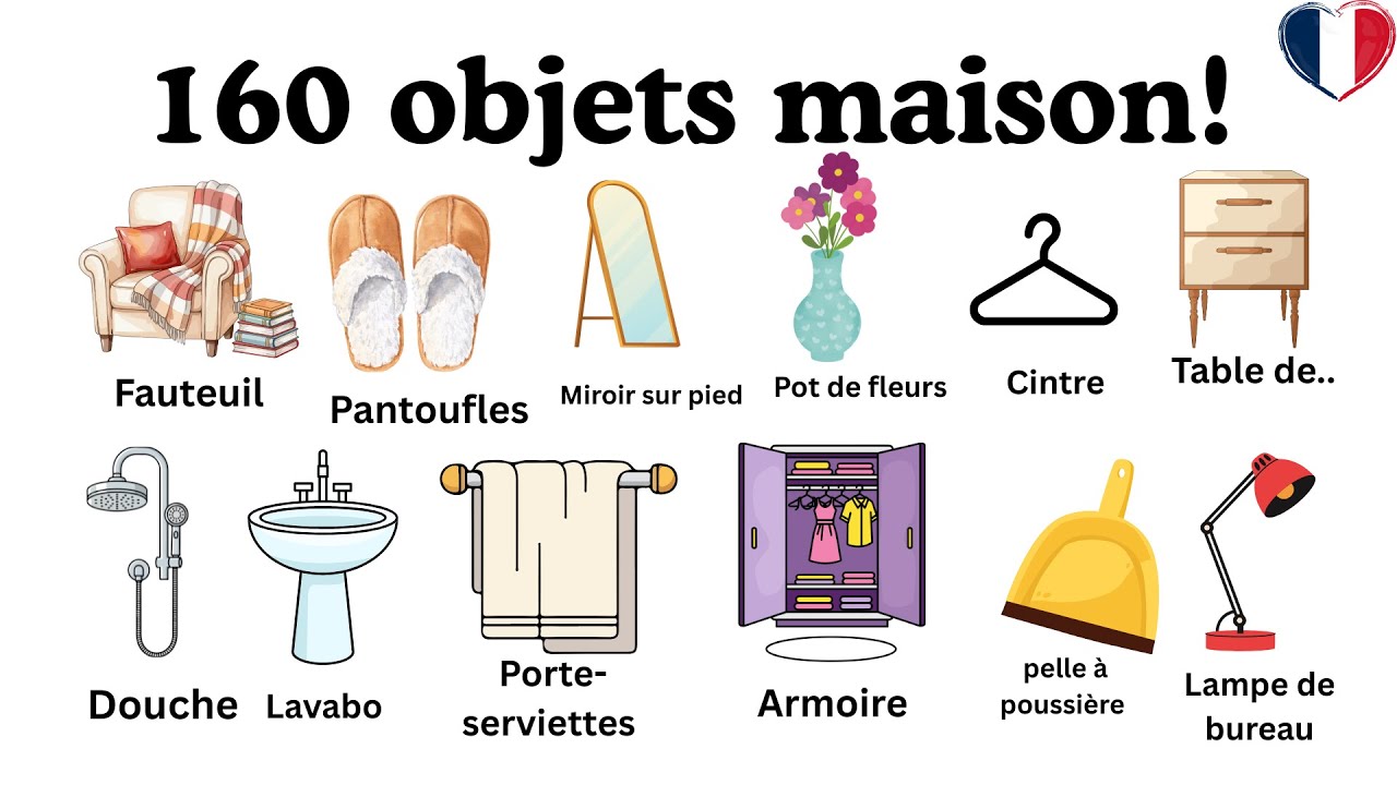 Learn French Home 🏠 Vocabulary | 160 Words#frenchvocabulary #learnfrench #vocabulairefrançais 
