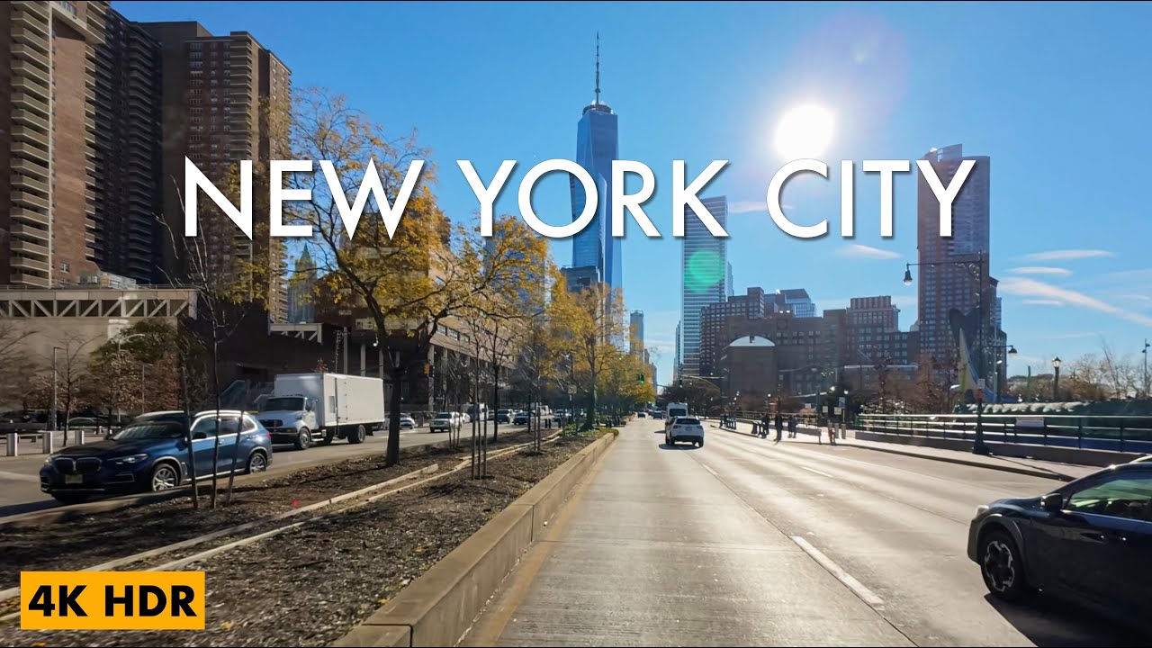 New York City 4K Drive | George Washington Bridge to Battery Park via Hudson River & West Side Hwy