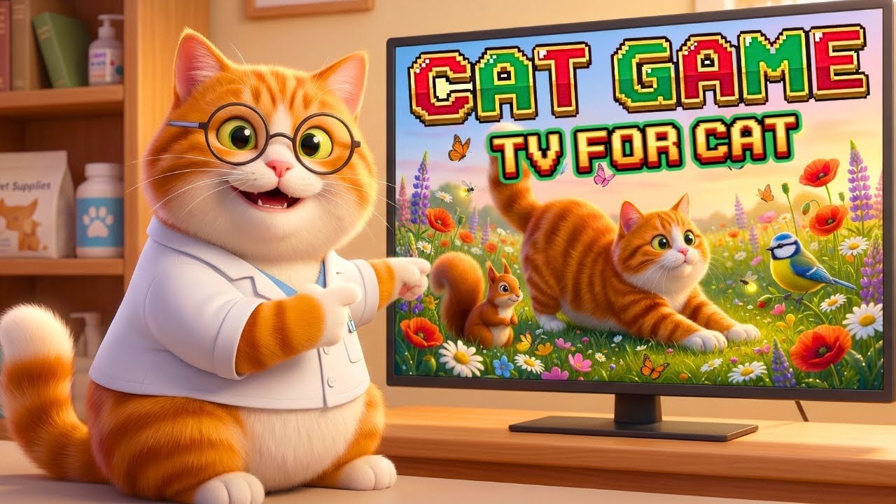 CAT TV: VISION & REFLEX TEST 👓 Fast Bees & Butterflies 🦋 Doctor Approved Eye Training for Kittens🏆