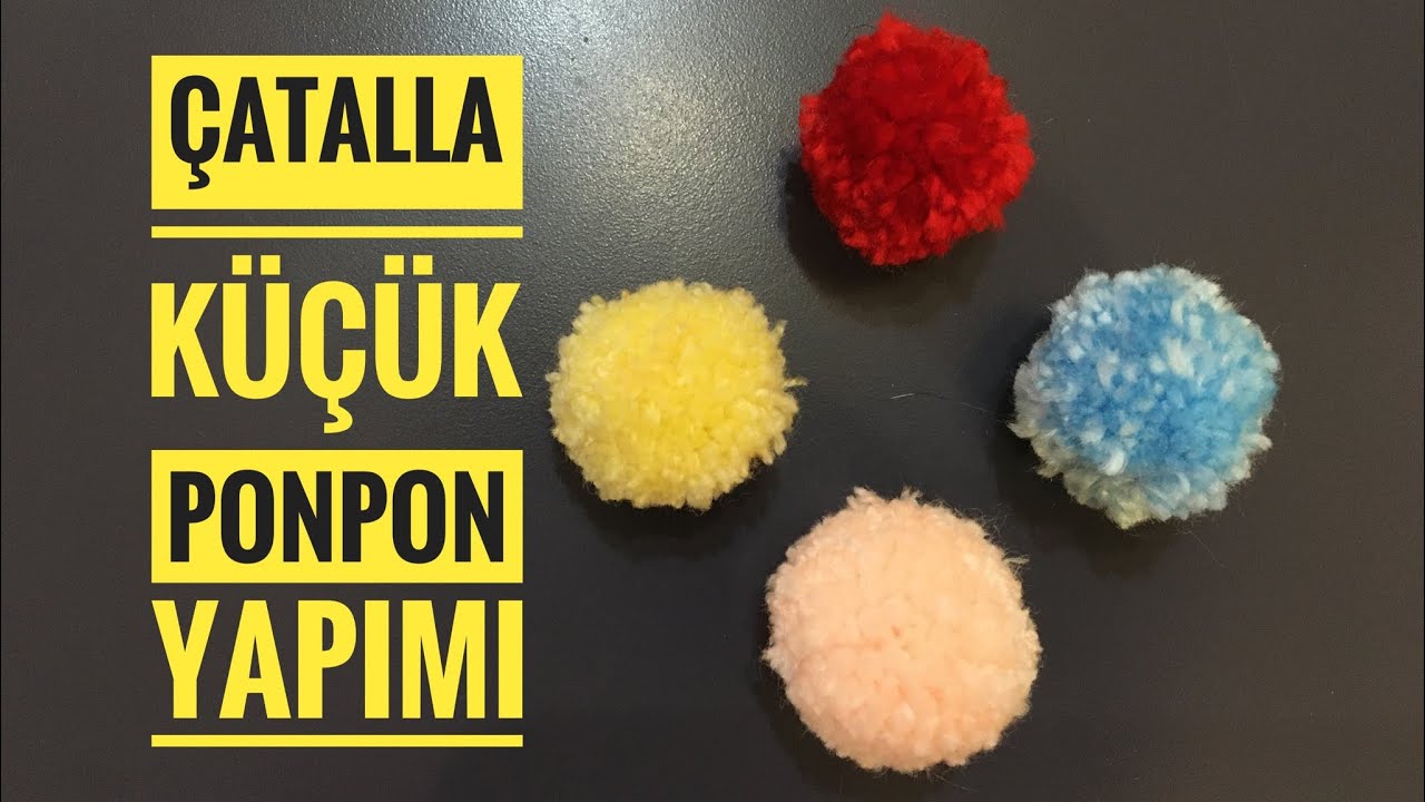 Küçük Ponpon Yapımı Çok Kolay|Çatalla Ponpon Yapımı| Pompon | Pompom | How to make fork pom pom