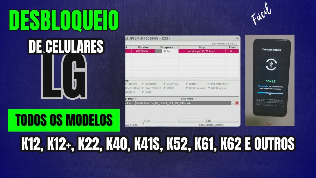 Desbloquear conta google celulares LG todos os modelos K12, K22, K40, K41, K50, K52, K61, K62