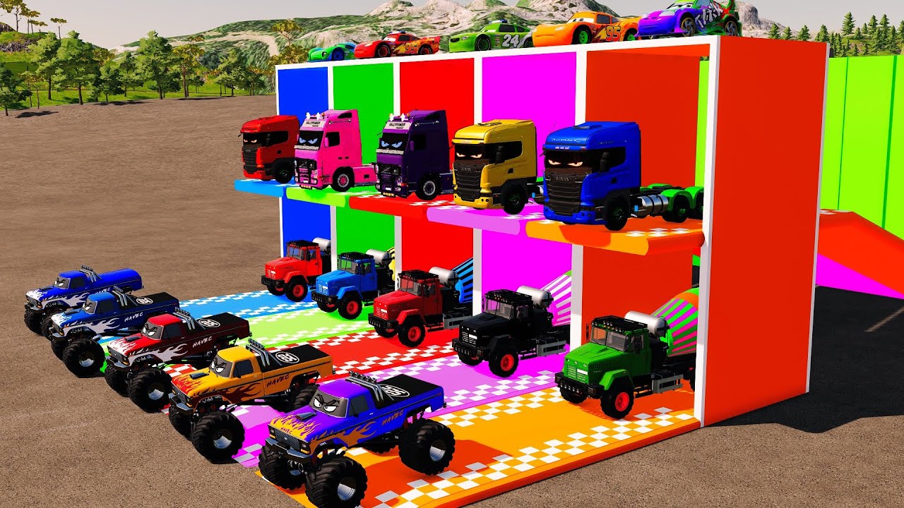 Beamng.Drive - Cars Lightning McQueen Eater VS Giant CRUSHER DOZER Mack Truck Escape Monster