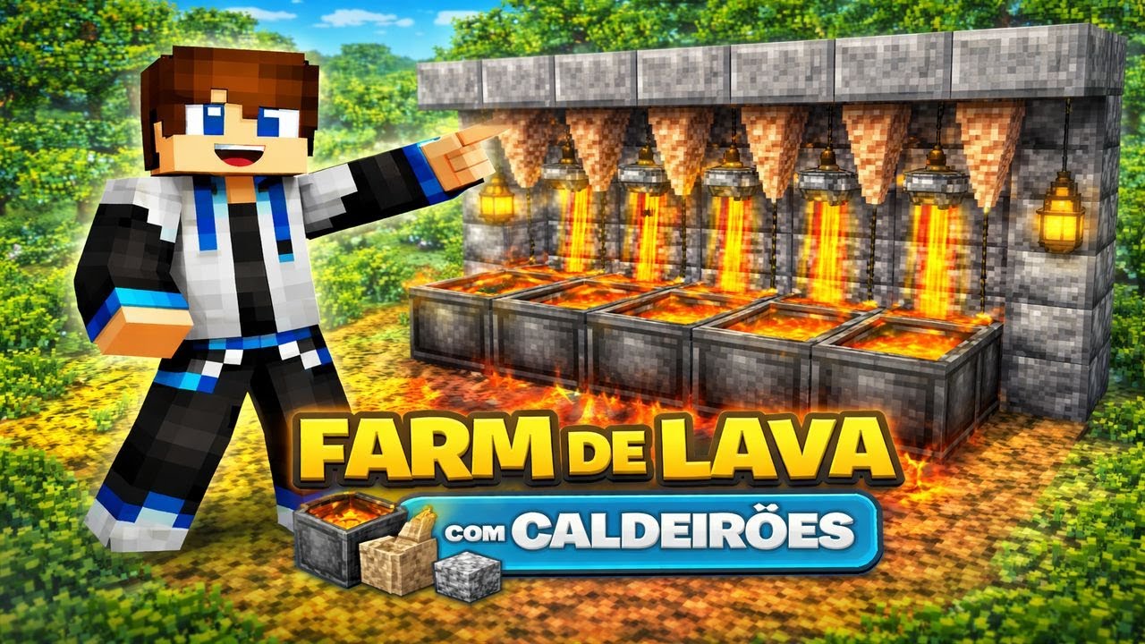 FARM DE LAVA AUTOMÁTICA 🔥 com CALDEIRÕES e ESPELIOTEMAS | Minecraft