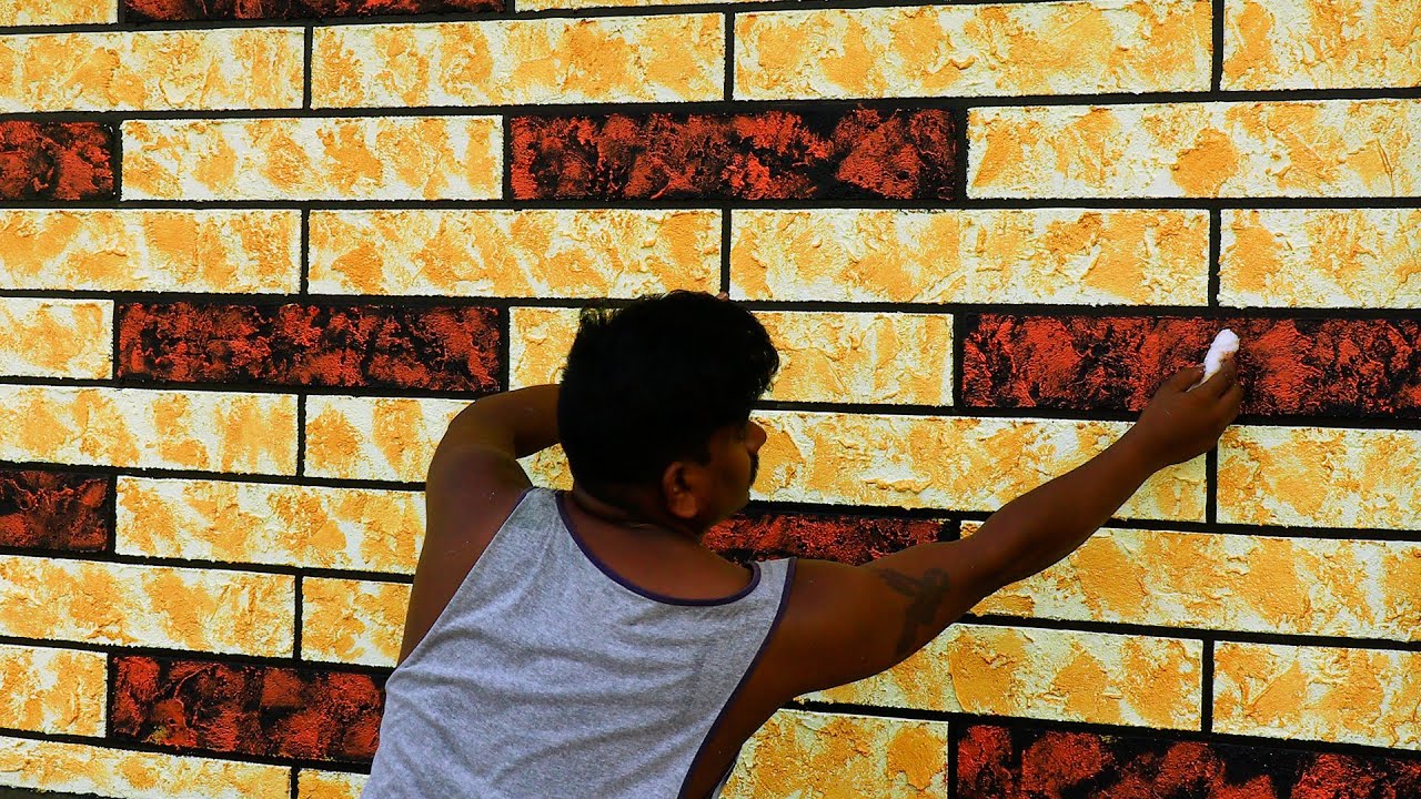 "DIY: Long Brick Wall Texture Design on Compound Wall Tutorial"
