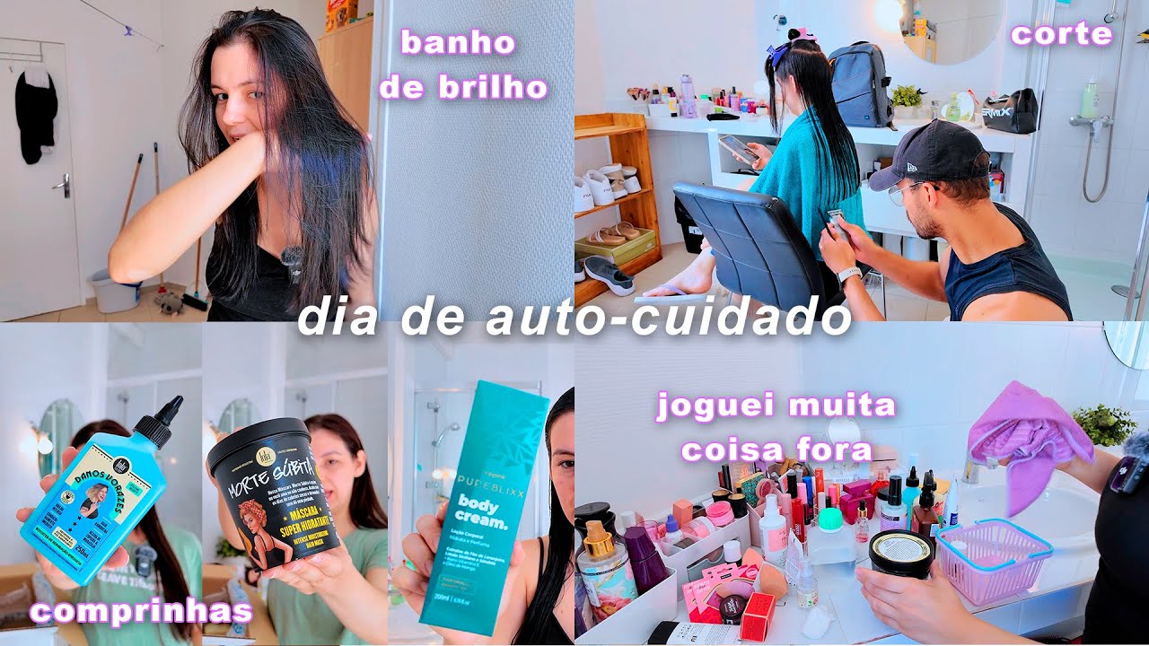 Dia de auto-cuidado ♡ comprinhas para o cabelo, corte + banho  de brilho & limpa nas makes