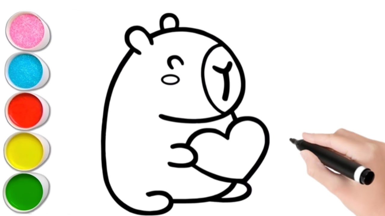Kolay Capybara Resmi &Ccedil;izimi Ve Boyama Videosu, Kolay Capybara Resmi Nasıl &Ccedil;izilir #capybara