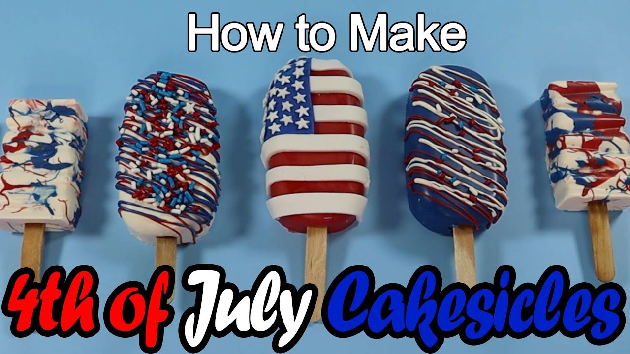 How to Make Fourth of July Cakesicles in Red White and Blue | Easy Cake for America USA Birthday