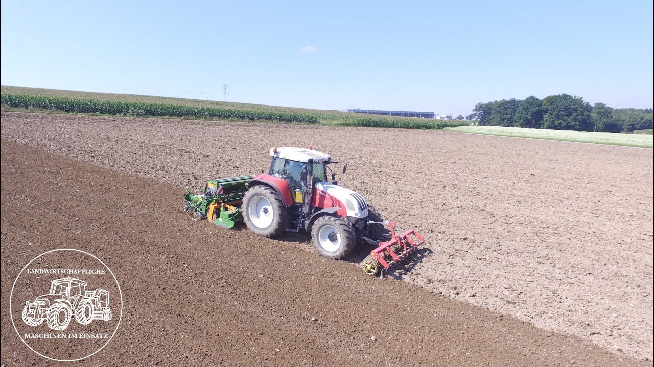Steyr CVT 6175 S-Matic mit einer Amazone Sämaschine beim Zwischenfrucht säen | Bodenbearbeitung