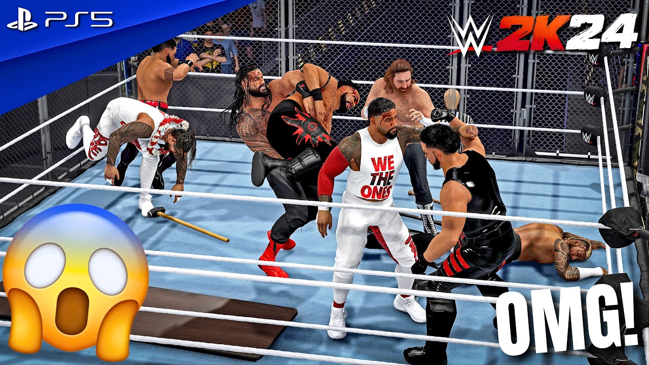 WWE 2K24 — «Новая» родословная против «старой» родословной — матч «Военные игры» | PS5™ [4K60]