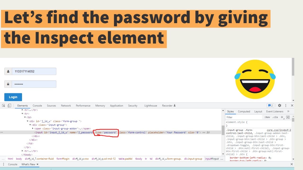 How to find out forgot password by using Inspect element