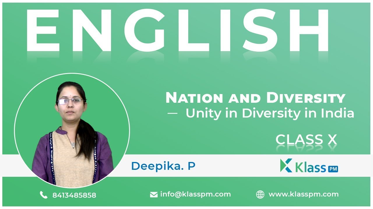 Unity in Diversity in India _Nation and Diversity |Part - 3|10th class | English | Klasspm. com