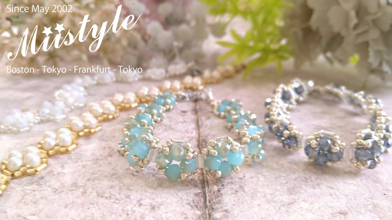 【ビーズステッチ   ボタンカットビーズのブレスレット】No.124 Designed  Jun/2025 Miistyle