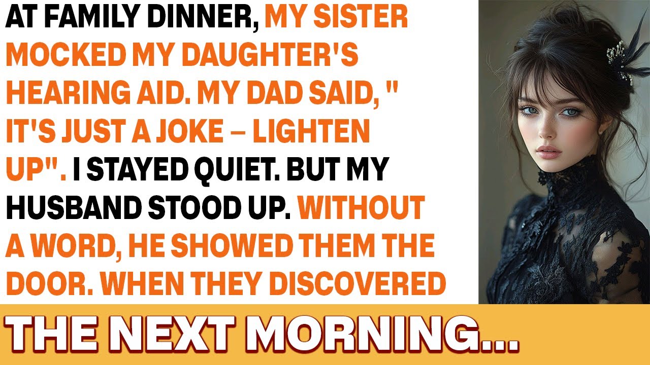 At dinner my sister mocked my daughter’s hearing aid—Dad called it a joke, then silence hit