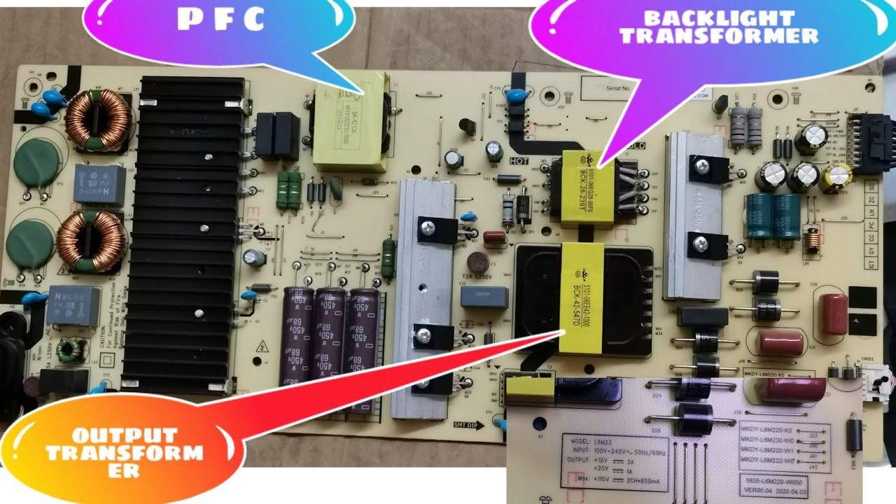 SMPS repairing video. Skyworth TV no power. smps. Skyworth65suc8300.l6m22.l6m220ko. 5835 l6m220w000