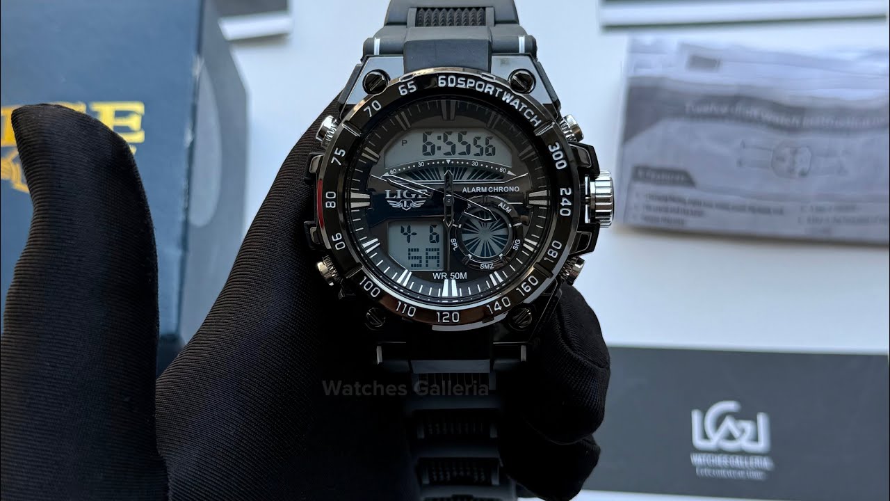 Lige 8922 Black Sports Watch | Lige Watch | Sports Watch | Men Watch | Lige Quartz