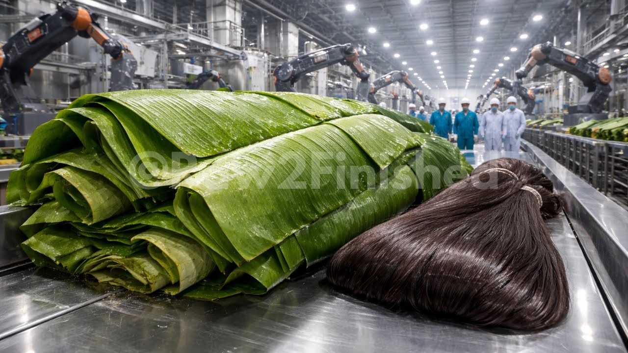 Inside Largest Banana Leaf Fiber Factory — From Fresh Banana Leaves to Synthetic Hair (Full Process)