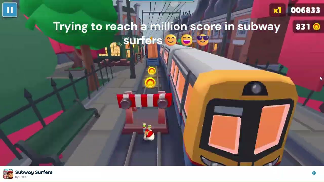Trying to reach a million score in subway surfers!!😎😄😄(must watch)