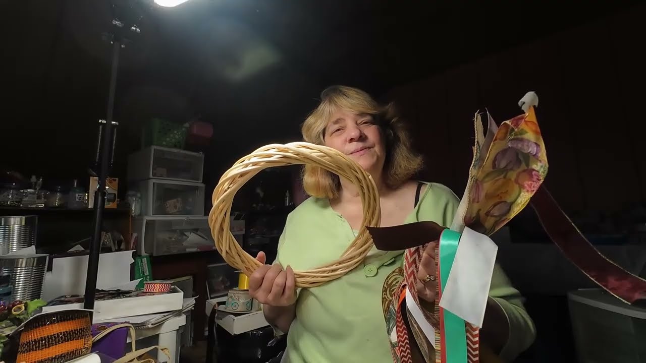 A wicker ring and some ribbons. What will Artist at work make today????? Watch and see