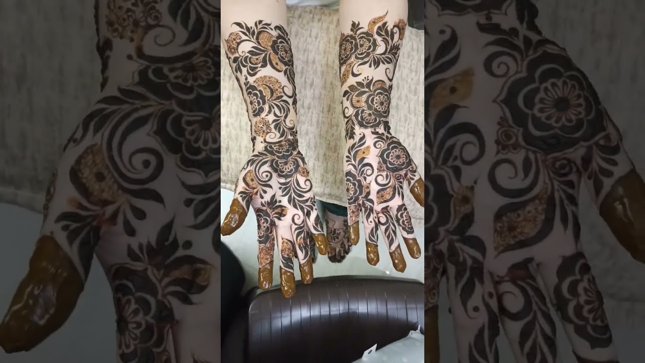 gulf henna pattern with delicate flowers