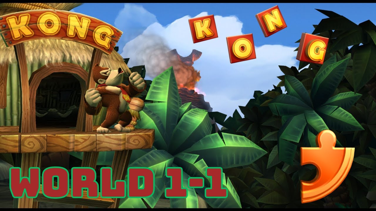 Donkey Kong Country Returns HD: 1-1 All Puzzle Pieces and Letters