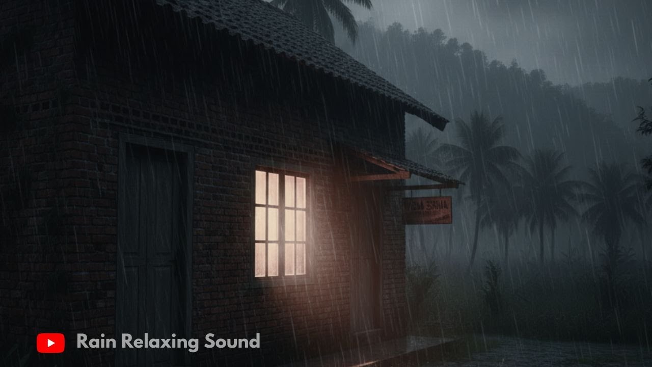 Rainy Night in a Cozy A-Frame Cabin | Heavy Rain on Glass Roof