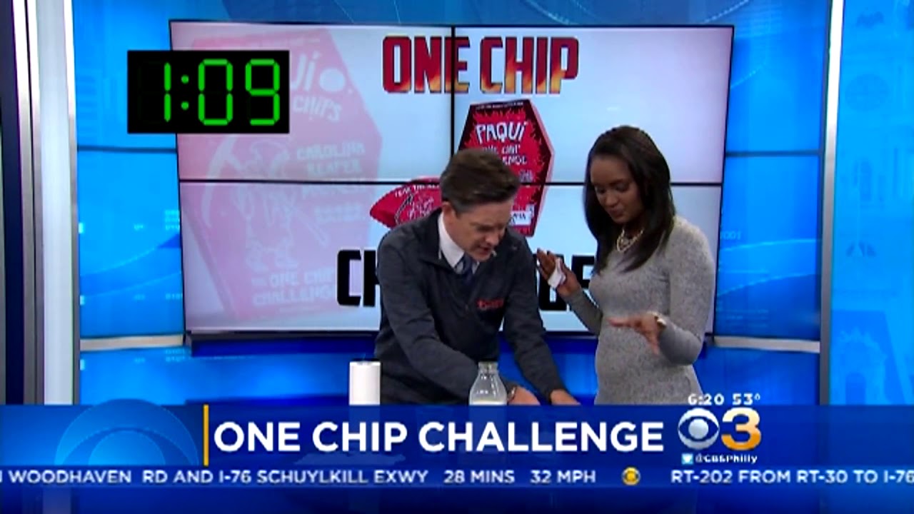 180301024 CBS Anchors Try The Spicy 'One Chip Challenge' On Camera