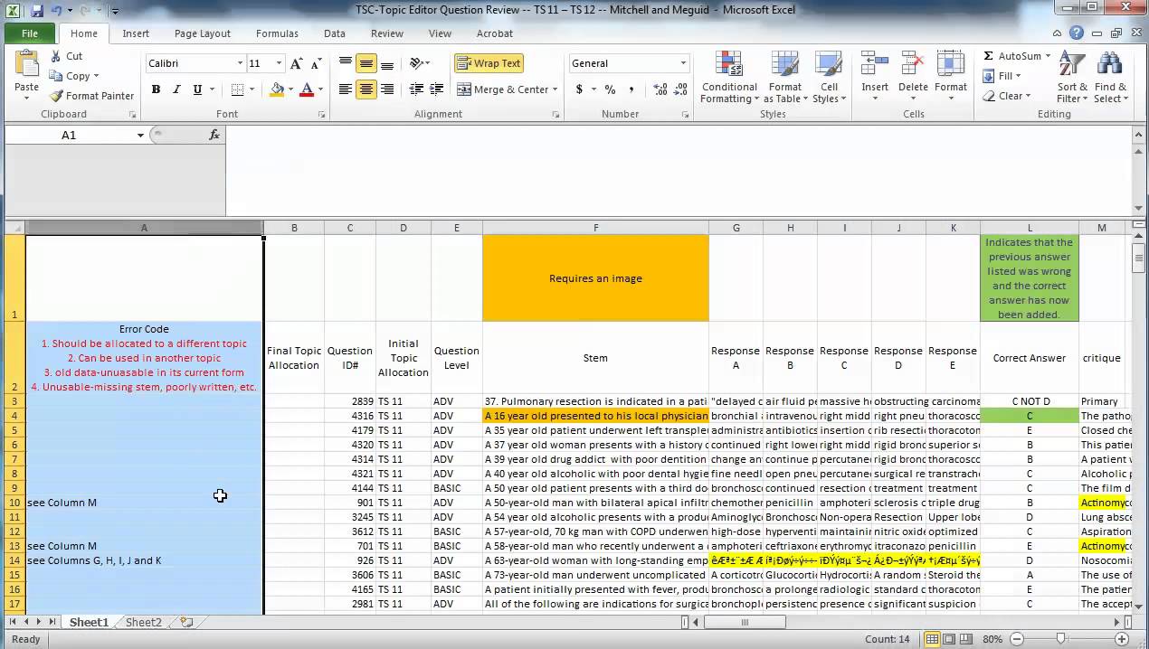 How to review and correct questions for the TSC
