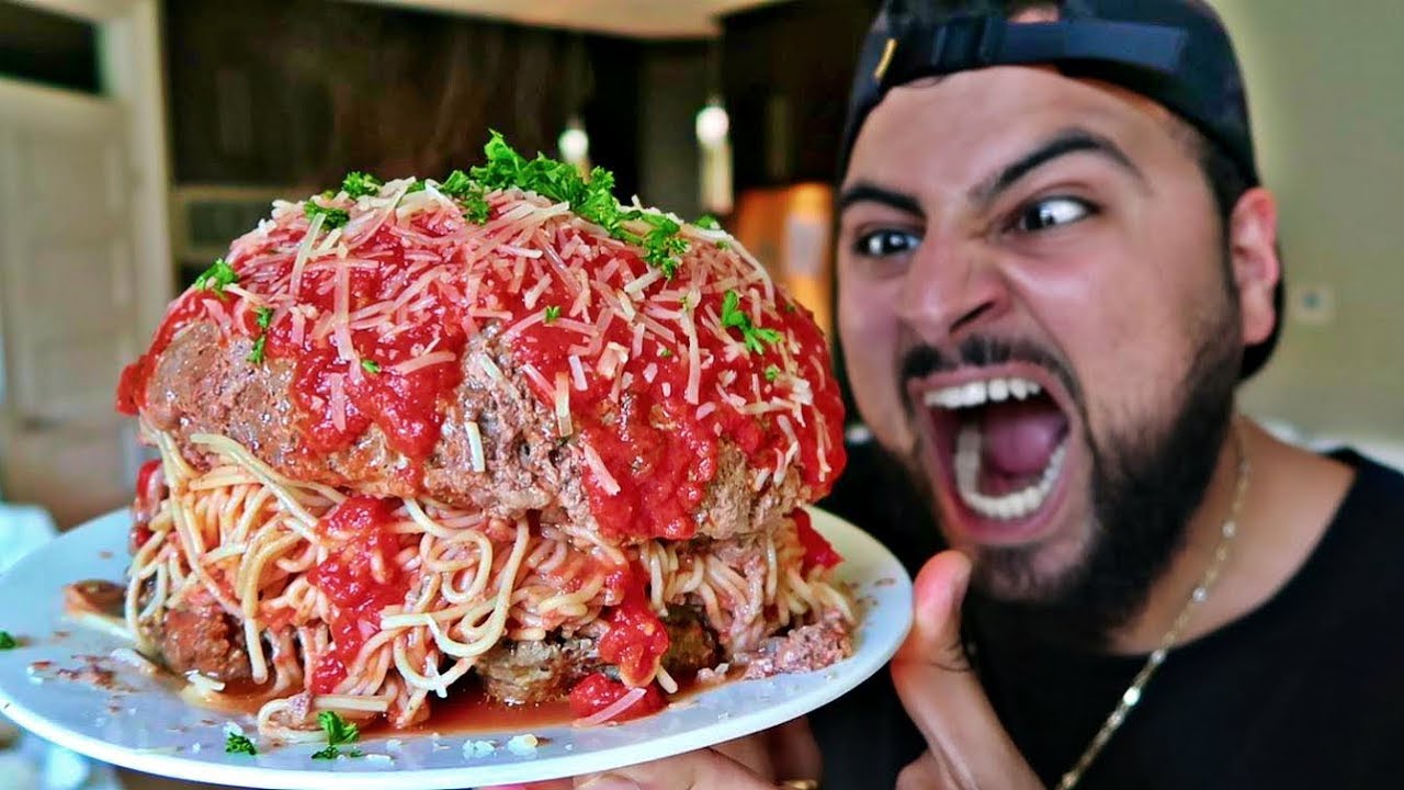 DIY GIANT SPAGHETTI STUFFED MEATBALL!!