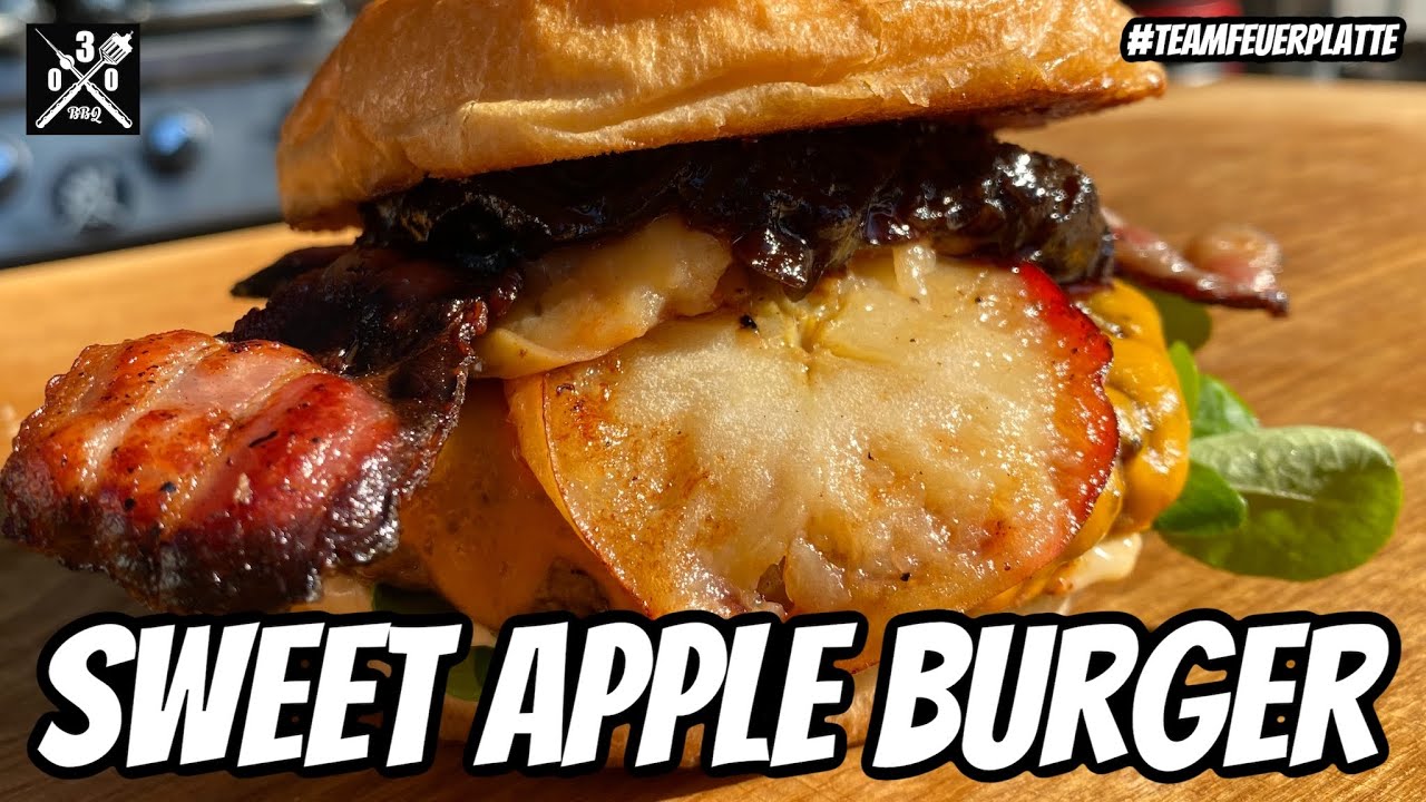 Sweet Apple Burger - Schneller Herbst Burger von der Feuerplatte - 030 BBQ