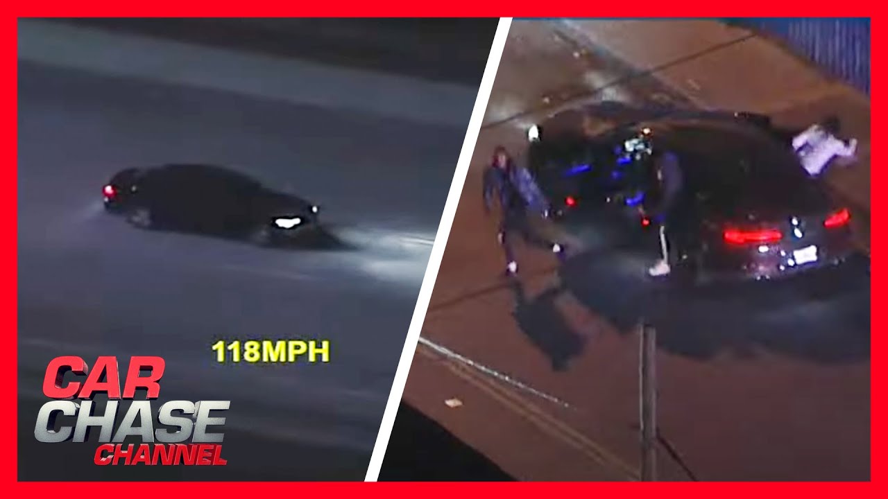 FULL POLICE CHASE: Suspects carjack Lyft driver in dangerous LA car chase | Car Chase Channel