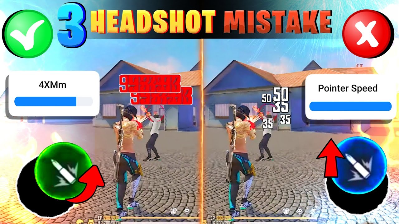 Headshot mistakes ❌ || Free fire headshot setting in tamil || 3 One tap mistake || Free fire setting